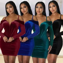 Sexy tight mesh long sleeved dress