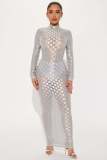 Sexy and fashionable mesh plaid dress