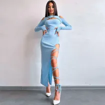 Sexy leggings slit dress
