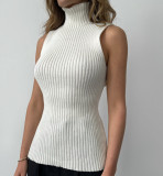 Women's high neckline sleeveless sweater with a bottom layer, slim fitting women's top