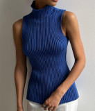 Women's high neckline sleeveless sweater with a bottom layer, slim fitting women's top