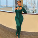 Reverse zipper pit stripe long sleeved jumpsuit