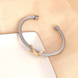 Stainless steel wire thread 8-character dual color bracelet C-shaped bracelet 63mm