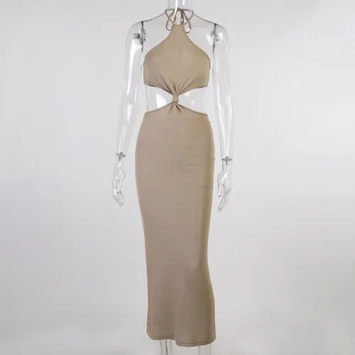Sexy Hanging Neck Hollow Open Back Dress
