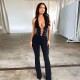 Women's jumpsuit fashion spicy girl hollow out slim fitting deep V sexy open back jumpsuit