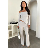 Two piece set of off shoulder lapels and flared waist pants