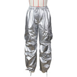 Casual pants Solid color three-dimensional pocket pleated work suit pants