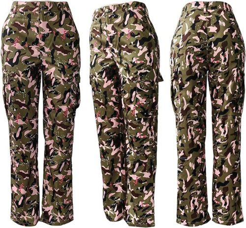 Fashion High Waist Camo Pocket Multi Color Pants