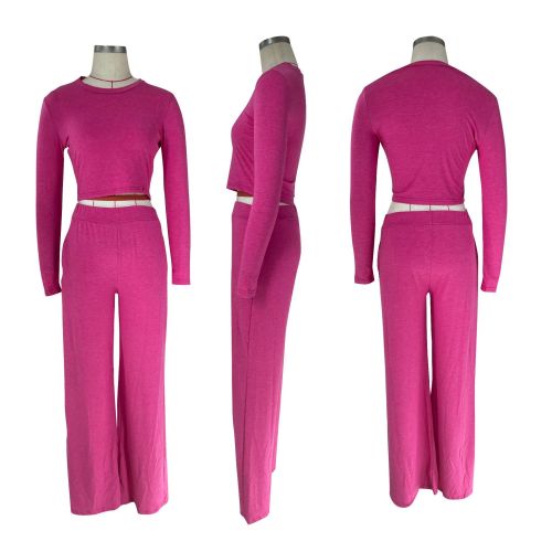 Open navel long sleeved top and pants casual set
