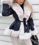 Women's imitation rabbit hair waist style warm jacket