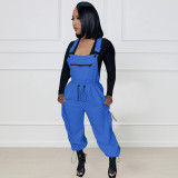 Loose and fashionable drawstring jumpsuit with straps