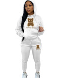 Hooded hoodie and pants color matching set