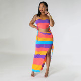 Women's sexy strap pleated chest wrap two-piece set