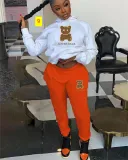 Hooded hoodie and pants color matching set