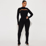 High necked long sleeved shawl camisole jumpsuit two-piece set
