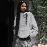 Woolen loose long sleeved pullover versatile basic hoodie