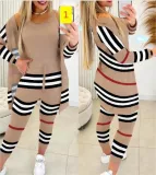 Fashionable and sexy striped three piece set