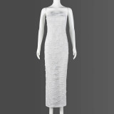 One shoulder strapless personalized perforated slim fit dress