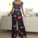 One shoulder printed style commuting casual high waisted jumpsuit