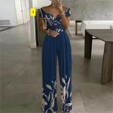 One shoulder printed style commuting casual high waisted jumpsuit