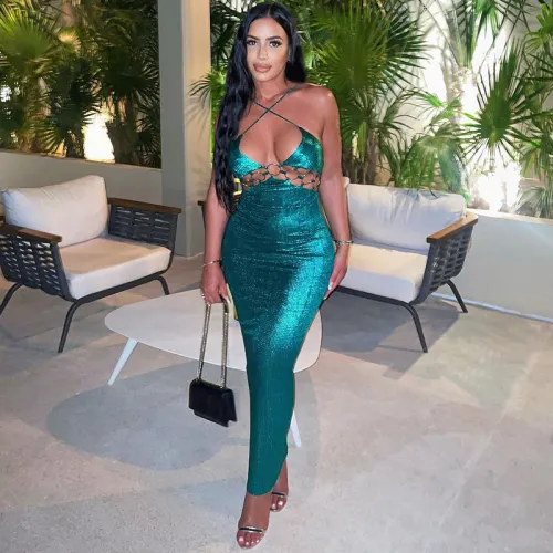Sexy hollow out backless slim fit strapless dress