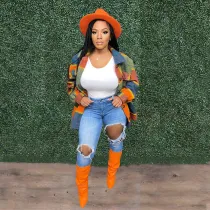 Women's printed single breasted casual jacket