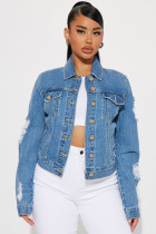 Distressed denim jacket