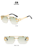 Leopard frameless cut edge sunglasses