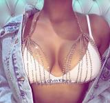 Personalized multi-layer rhinestone bikini chest chain and body chain