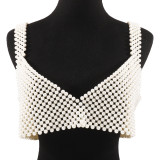 Beaded woven sexy V-neck short strap chest accessory