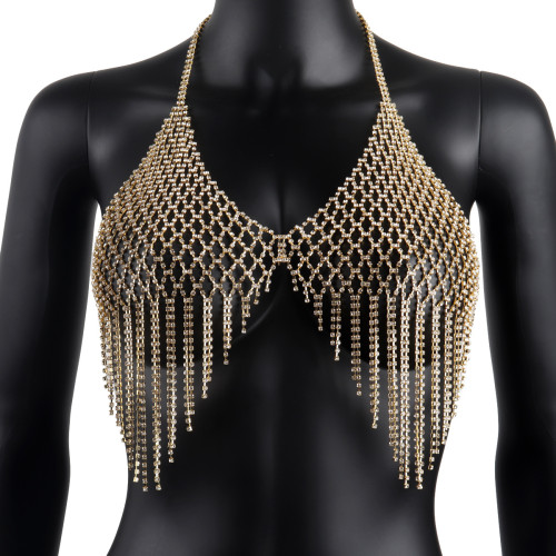 Full diamond chest chain, sexy bikini tassel body chain