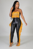 Sexy Chest Wrapped Tassel Slim Fit Pants Set of Two