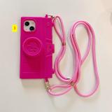 Barbie camera holder silicone phone case for iPhone 15, suitable for Apple 13 ProMax/14 Pro anti drop case 12