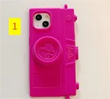 Barbie camera holder silicone phone case for iPhone 15, suitable for Apple 13 ProMax/14 Pro anti drop case 12