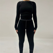Long sleeved top, high waisted slim fit pants set