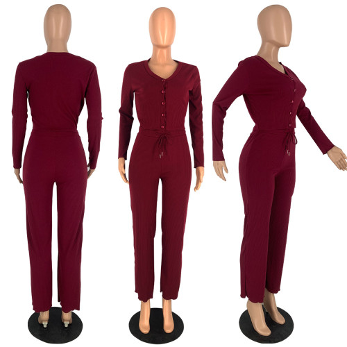 Comfortable fabric V-neck set