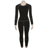 Long sleeved top, high waisted slim fit pants set
