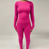 Long sleeved top, high waisted slim fit pants set