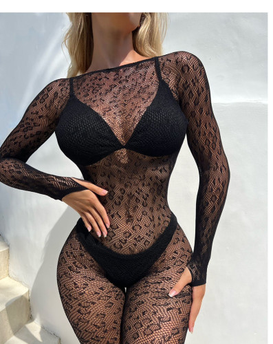Sexy leopard print tight fitting jumpsuit