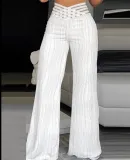 Jacquard elastic fabric micro flared pants