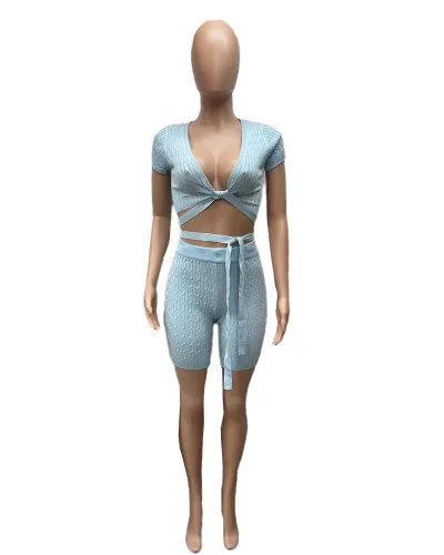 Women's solid color strapping tight thread sexy set