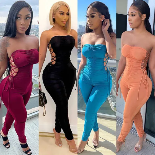 Pleated sexy women's jumpsuit