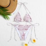 Printed swimsuit split bikini