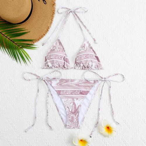 Printed swimsuit split bikini