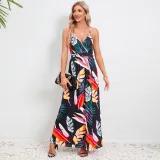 Sexy suspender, backless, slim fit, slimming dress, long skirt