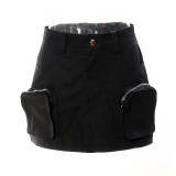 Motorcycle style three-dimensional pocket personalized skirt short skirt
