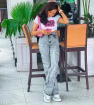 Women's fashion spicy girl high waisted side slit single breasted casual pants