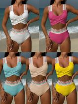 Ribbon series high waisted split swimsuit swimsuit