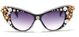 Colored rhinestone cat eye sunglasses