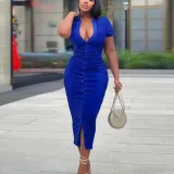 Temperament solid color long dress